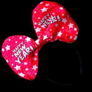 10" New Years Light-Up Bow Headband- Red
