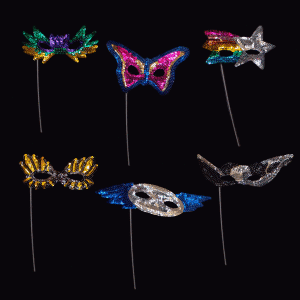 8" Sequin Masks with Stick 8" Sequin Masks with Stick