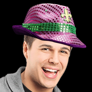 Light-Up Sequined Fleur De Lis Hat