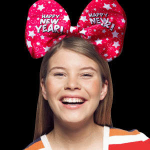 10" New Years Light-Up Bow Headband- Red