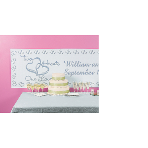 Personalized Medium Two Hearts Wedding Vinyl Banner (1 Piece(s))
