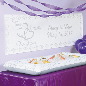 Personalized Medium Two Hearts Wedding Vinyl Banner (1 Piece(s))