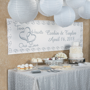 Personalized Medium Two Hearts Wedding Vinyl Banner (1 Piece(s))