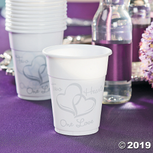 Two Hearts Wedding Disposable Cups (50 Piece(s))