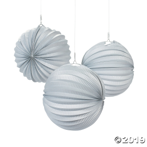 Small Silver Hanging Paper Lanterns (Per Dozen)
