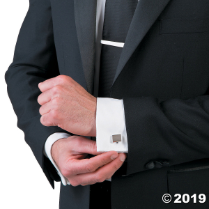 Silvertone Cuff Links & Tie Clip Set (1 Set(s))
