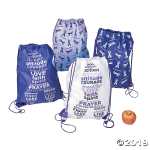 Large Purple Awareness Ribbon Drawstring Bags (Per Dozen)
