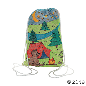 Color Your Own Medium Camp Canvas Drawstring Bags (Makes 12)