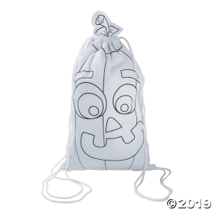 Color Your Own Medium Goofy Pumpkin Drawstring Bags (Per Dozen)