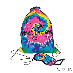 Large Tie-Dyed Sleepover Drawstring Bag with Eye Mask (1 Set(s))