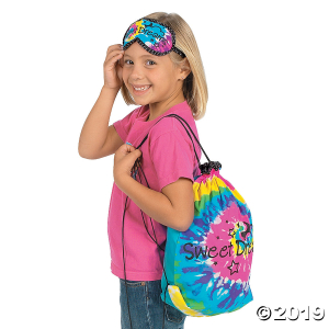 Large Tie-Dyed Sleepover Drawstring Bag with Eye Mask (1 Set(s))