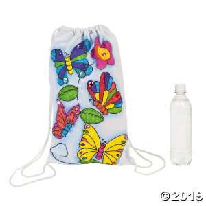 Color Your Own Medium Butterfly Canvas Drawstring Bags (Makes 12)