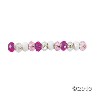 Pink & Clear Faceted Large Hole Beads - 15mm (24 Piece(s))