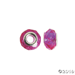Pink & Clear Faceted Large Hole Beads - 15mm (24 Piece(s))