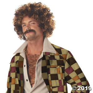 Adult's Disco Dirt Bag Wig & Mustache (1 Piece(s))