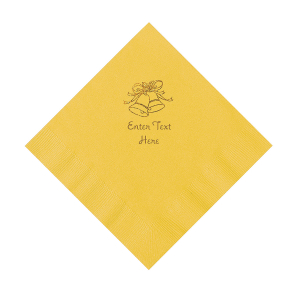 Yellow Wedding Bells Personalized Napkins with Gold Foil - Luncheon (50 Piece(s))