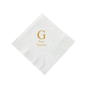 White Wedding Monogram Personalized Napkins with Gold Foil - Beverage (50 Piece(s))