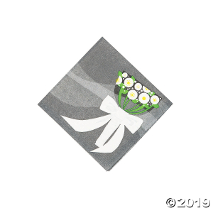 Silver Wedding Bouquet Beverage Napkins (16 Piece(s))