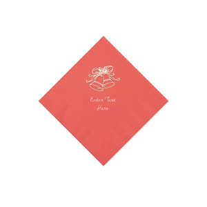 Coral Wedding Bell Personalized Napkins with Silver Foil - Beverage (50 Piece(s))