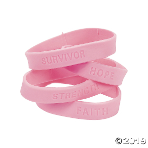 Breast Cancer Awareness Sayings Rubber Bracelets (24 Piece(s))