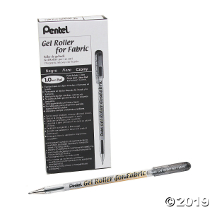 Pentel® Gel Roller Pen for Fabric, Black, Pack of 12 (12 Piece(s))