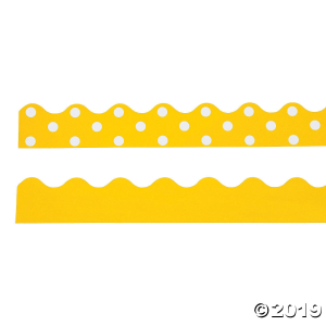 Double-Sided Solid & Polka Dot Bulletin Board Borders - Yellow (Per Dozen)