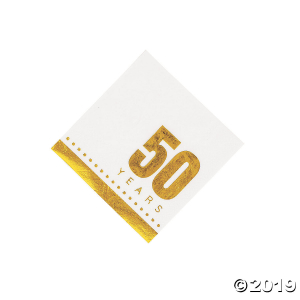 Gold 50th Anniversary Beverage Napkins (50 Piece(s))