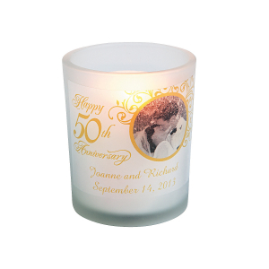 Custom Photo 50th Anniversary Votive Candle Holders (Per Dozen)