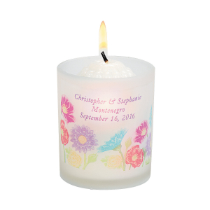Personalized Love in Bloom Votive Candle Holders (Per Dozen)