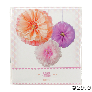 Blush Flower Hanging Tissue Paper Pom-Pom Decorations (3 Piece(s))