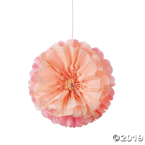 Blush Flower Hanging Tissue Paper Pom-Pom Decorations (3 Piece(s))