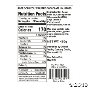 Rose Gold Foil-Wrapped Round Chocolate Lollipops (30 Piece(s))