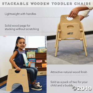 8in Stackable Wooden Toddler Chair - Ready-to-Assemble - 2PK (2 Unit(s))