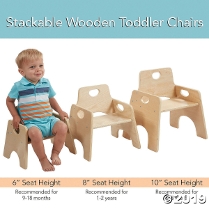 6in Stackable Wooden Toddler Chair - Ready-to-Assemble - 2PK (2 Unit(s))