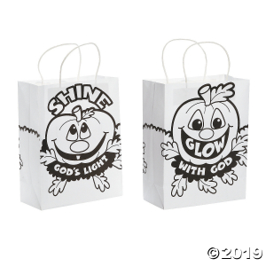 Color Your Own Medium Christian Pumpkin Gift Bags (Per Dozen)