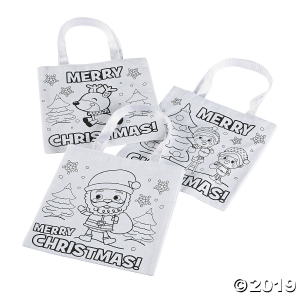 Color Your Own Mini Christmas Tote Bags (Per Dozen)