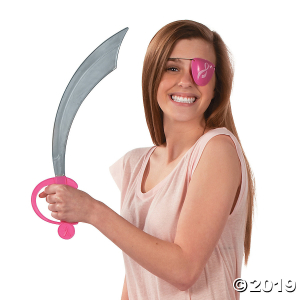 Pink Ribbon Pirate Swords with Eye Patch (Per Dozen)
