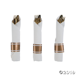 Premium Plastic Gold Rolled Cutlery with Napkin (10 Piece(s))