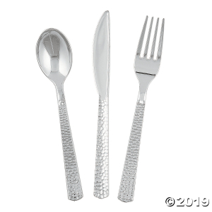 Silvertone Hammered Cutlery Set (24 Piece(s))