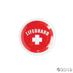 My Mind's Eye Pool Party Lifeguard Paper Dessert Plates (Per Dozen)