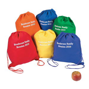 Personalized Large Bright Canvas Drawstring Bags (Per Dozen)