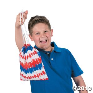 Medium Tie-Dyed Patriotic Drawstring Bags (Per Dozen)