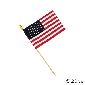 Small Cloth American Flags on Wooden Sticks - 6" x 4 (Per Dozen)