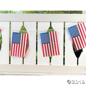 Plastic Line of American Flags