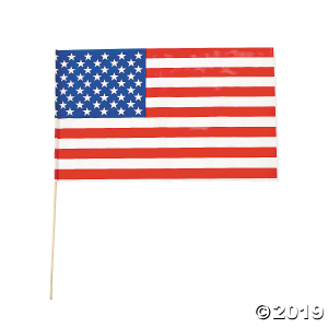 Large Plastic American Flags - 18" x 11 (Per Dozen)