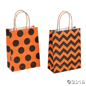 Medium Halloween Pattern Kraft Paper Gift Bags (Per Dozen)