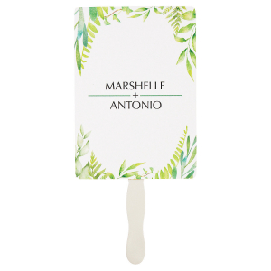 Personalized Spring Greenery Favor Fans (Per Dozen)