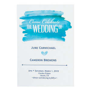 Personalized Blue Watercolor Wedding Invitations (25 Piece(s))