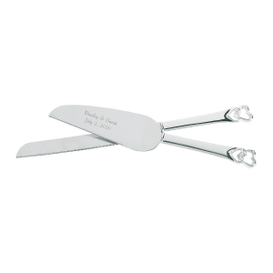 Personalized Twisted Stacked Hearts Wedding Cake Knife & Server Set (1 Set(s))