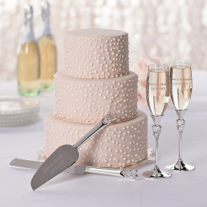 Personalized Twisted Stacked Hearts Wedding Cake Knife & Server Set (1 Set(s))